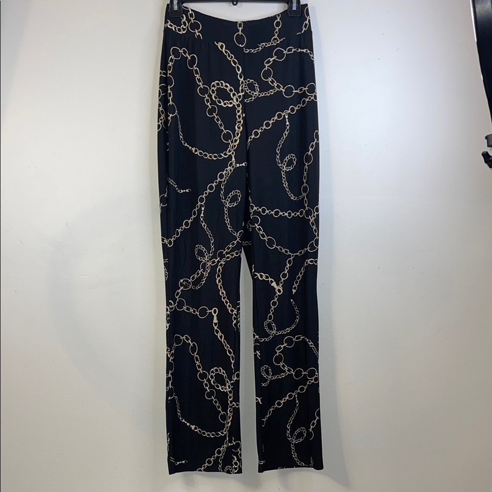 Harve Benard Black Trousers with Gold Chain Pattern Size Small #310 🏷️